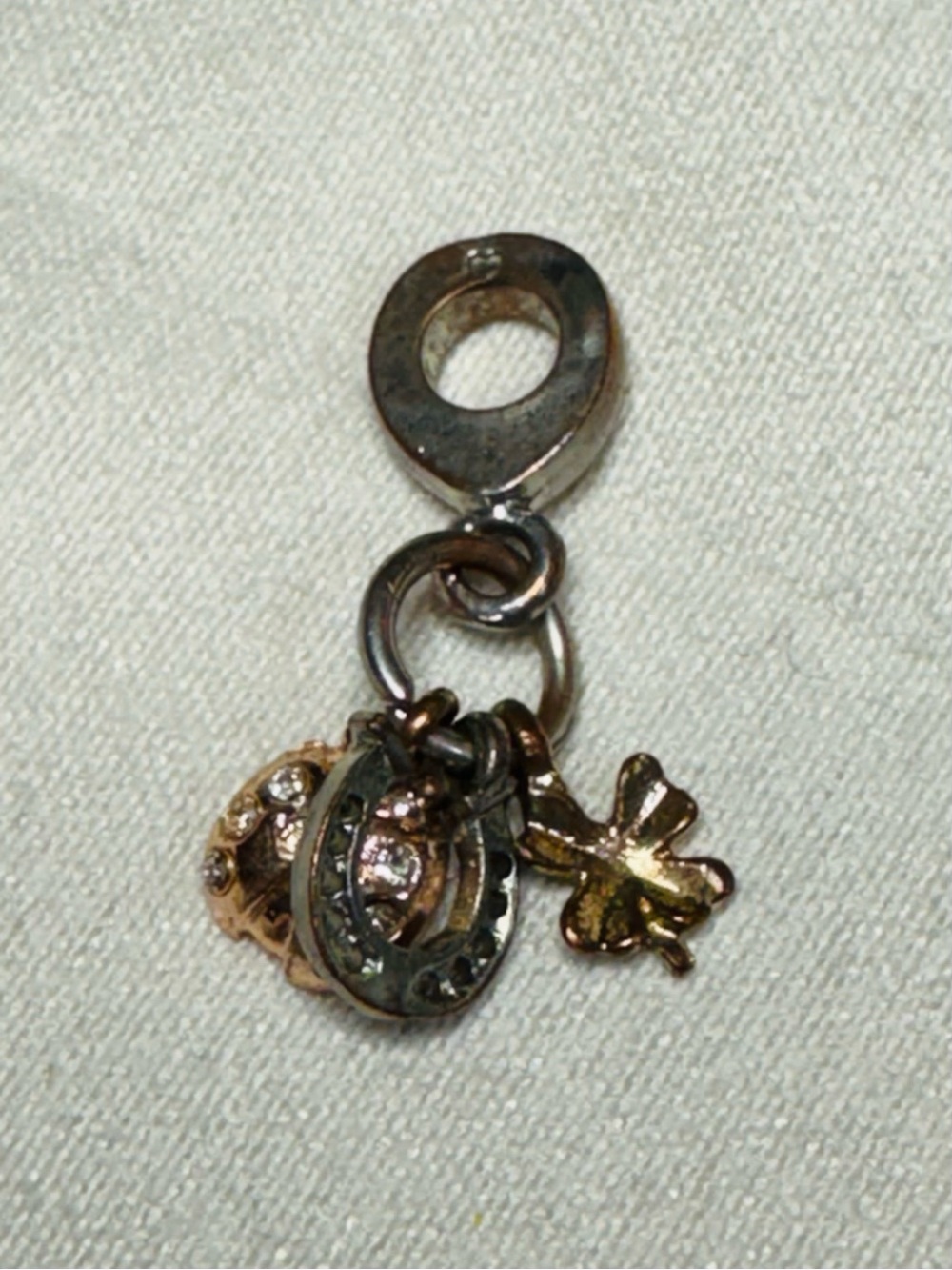 Sterling Silver Lucky Clover and Charm Pendant - Gold & Silver
